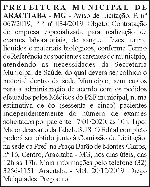 Prefeitura Municipal de Aracitaba - MG 4 1 ARACITABA 67