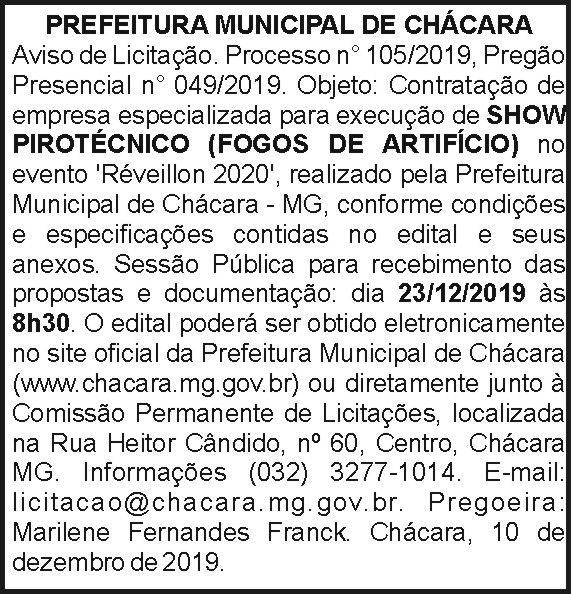 Prefeitura Municipal de Chácara 4 1 CHACARA 105
