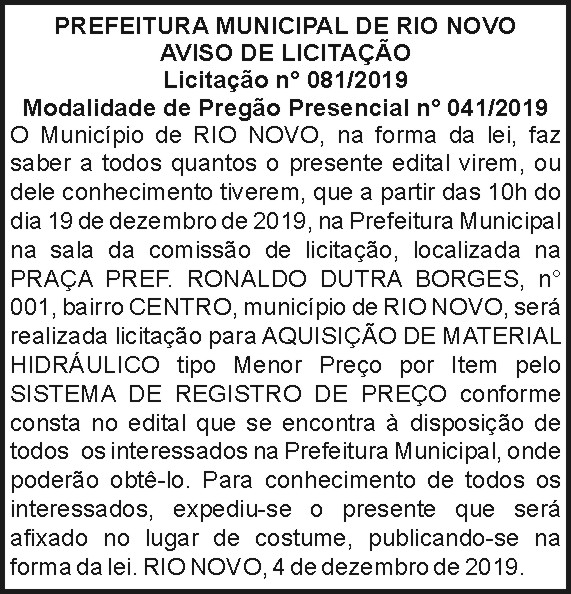 Prefeitura Municipal de Rio Novo 4 1 RIO NOVO 081