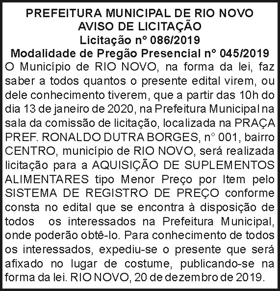 Prefeitura Municipal de Rio Novo 4 1 RIO NOVO 086