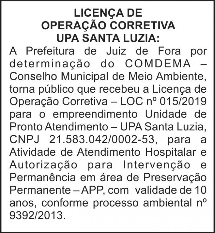 Licença de operação corretiva 4 AVISOS HMTJ
