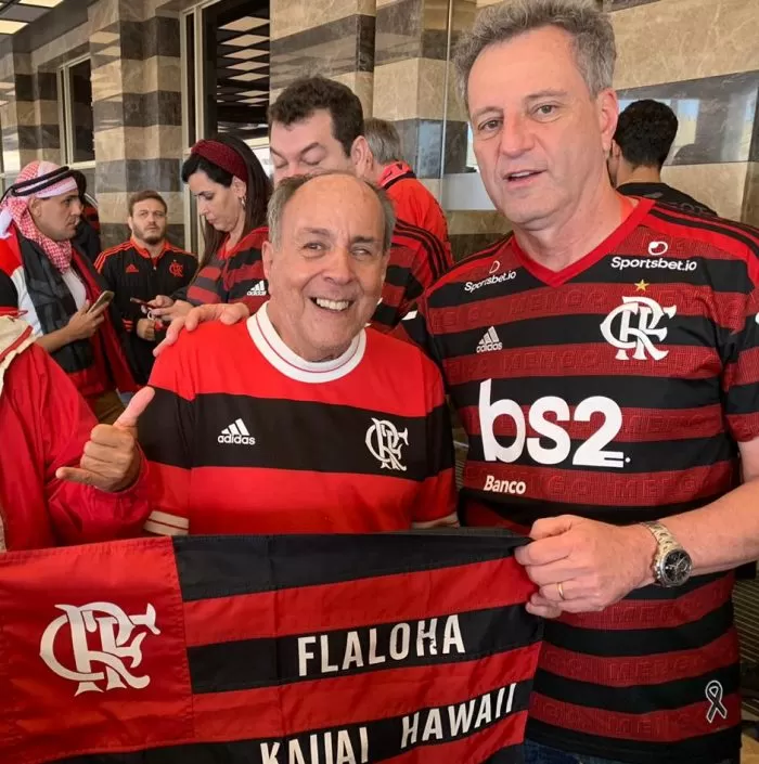 Luiz Carlos Novaes Rosa com o presidente do Flamengo, Rodolfo Landim, em Doha 1 Luiz Carlos Novaes Rosa com o presidente do Flamengo, Rodolfo Landim, em Doha