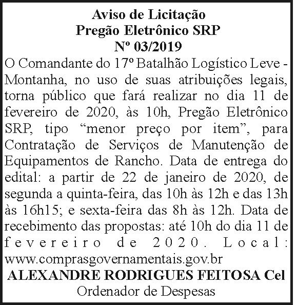 17º Batalhão Logístico Leve Montanha - Licitação 4 1 17 BLOG