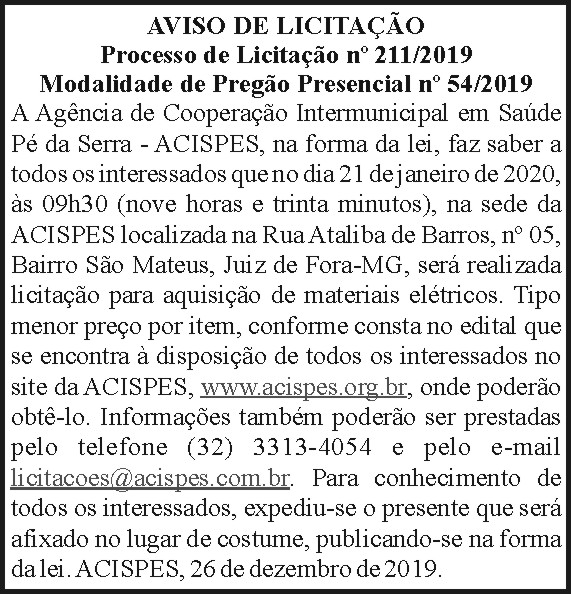 Aviso de Licitação 211/2019 - Acispes 4 1 ACISPES211