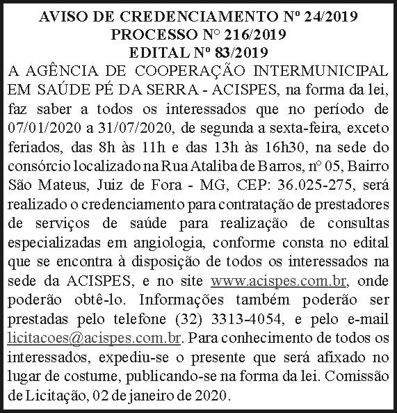 Aviso de Licitação 24/2019 - Acispes 4 1 ACISPES24