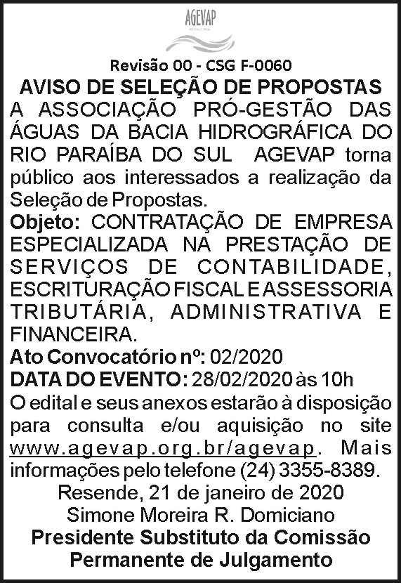 AGEVAP - Seleção de propostas 4 1 AGEVAP 02