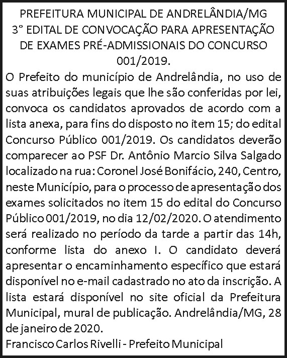 Prefeitura Municipal de Andrelândia 4 1 ANDRELANDIA 1