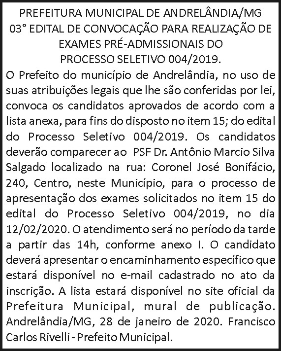 Prefeitura Municipal de Andrelândia 4 1 ANDRELANDIA 2