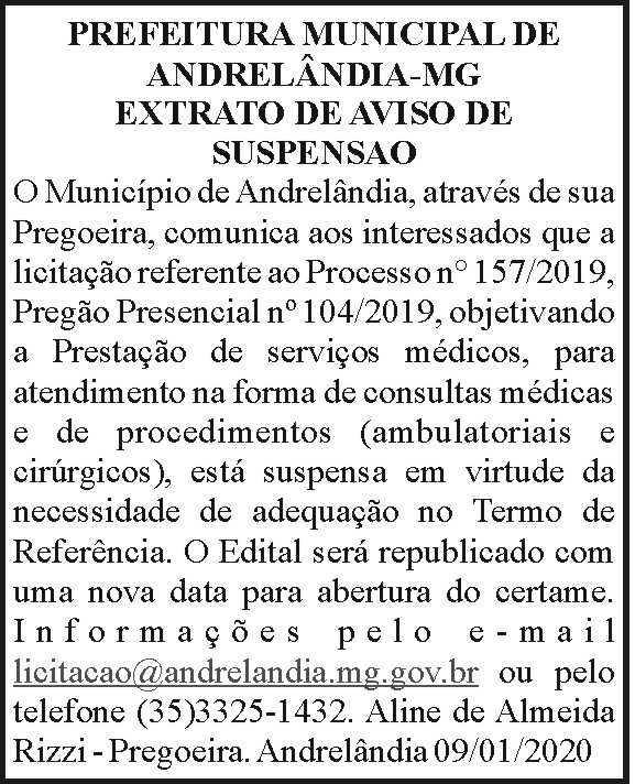 Prefeitura Municipal de Andrelândia 4 1 ANDRELANDIA