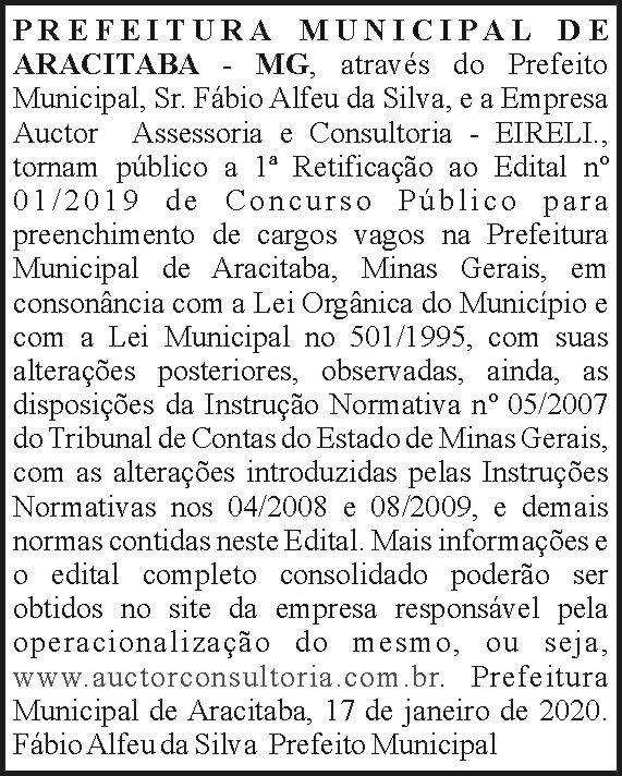 Prefeitura Municipal de Aracitaba (MG) 4 1 ARACITABA 01