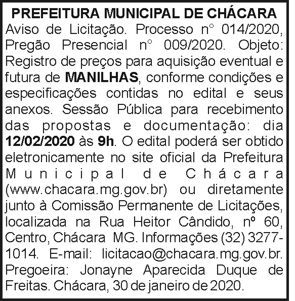 Prefeitura Municipal de Chácara 4 1 CHACARA 014