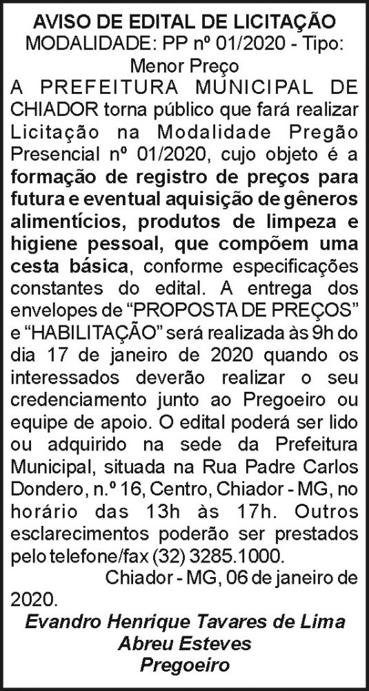 Prefeitura Municipal de Chiador 4 1 CHIADOR 020