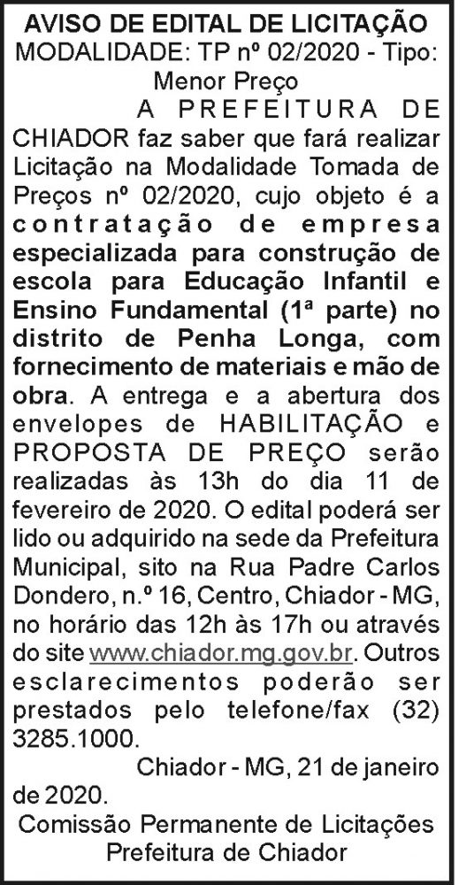 Edital de licitação - Prefeitura de Chiador 4 1 CHIADOR 03
