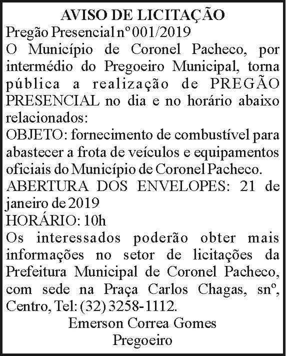 Município de Coronel Pacheco 4 1 CORONEL 001