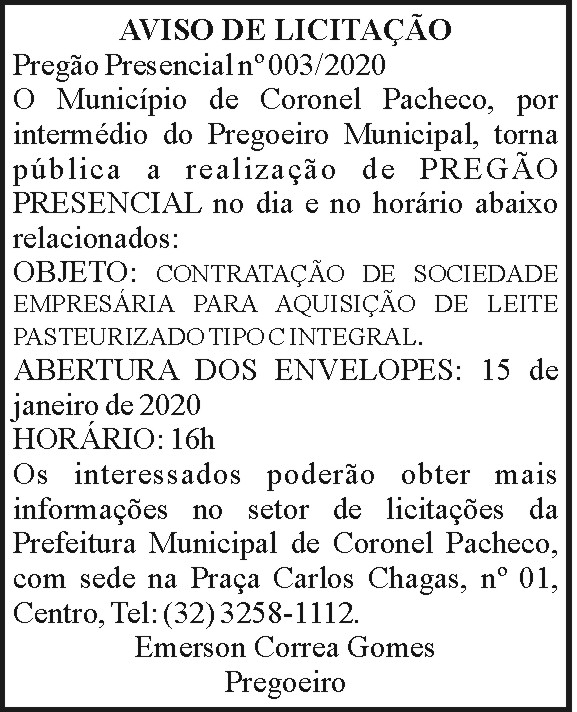 Município de Coronel Pacheco 4 1 CORONEL 003