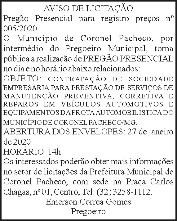 Município de Coronel Pacheco 4 1 CORONEL 005
