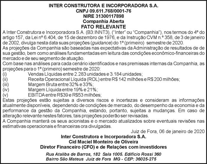 Inter Construtora e Incorporadora S.A 4 1 FATO
