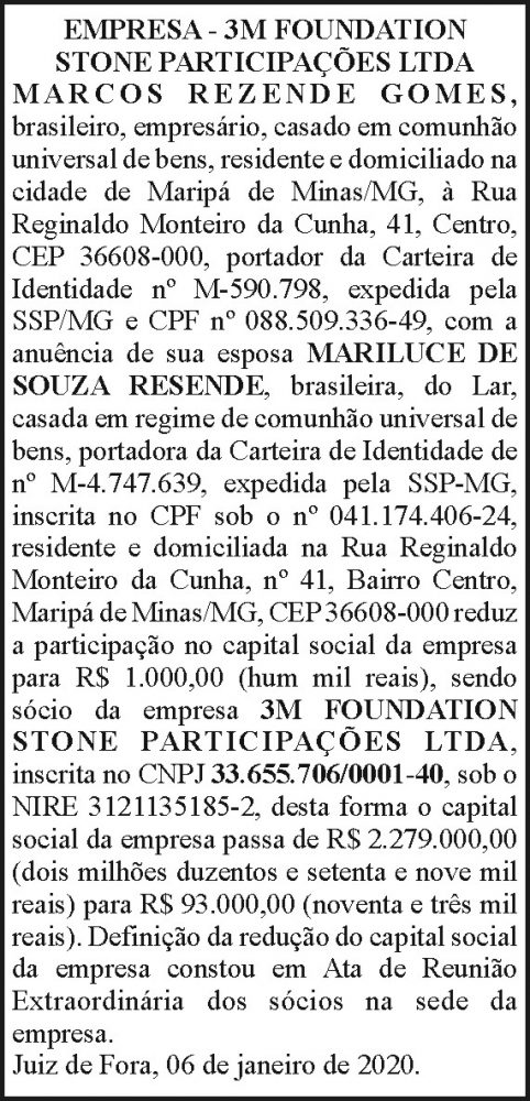 3M-Foundation Stone Participações 4 1 FOUNDATIONS