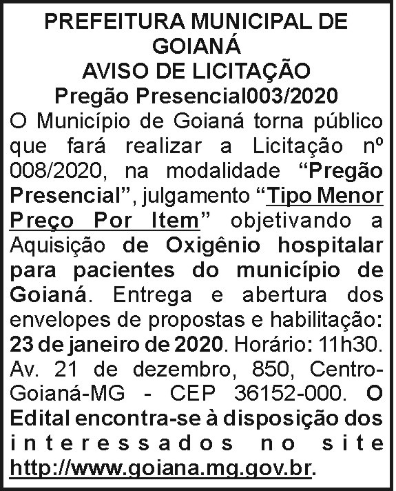 Prefeitura Municipal de Goianá 003/2020 4 1 GOIANA 003