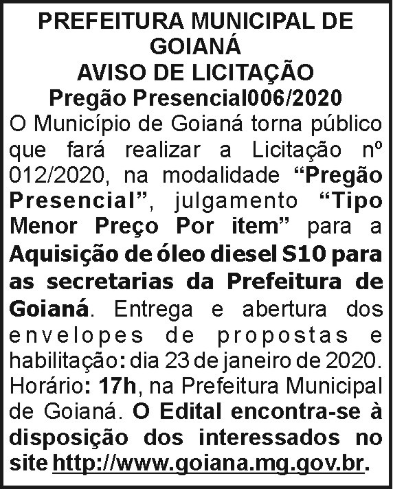 Prefeitura Municipal de Goianá 006/2020 4 1 GOIANA 006