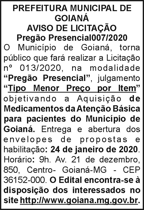 Prefeitura Municipal de Goianá 007/2020 4 1 GOIANA 007