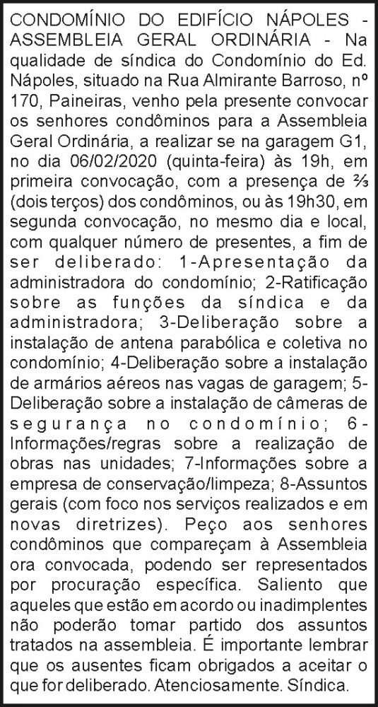 Condomínio do Edifício Nápoles 4 1 NAPOLES