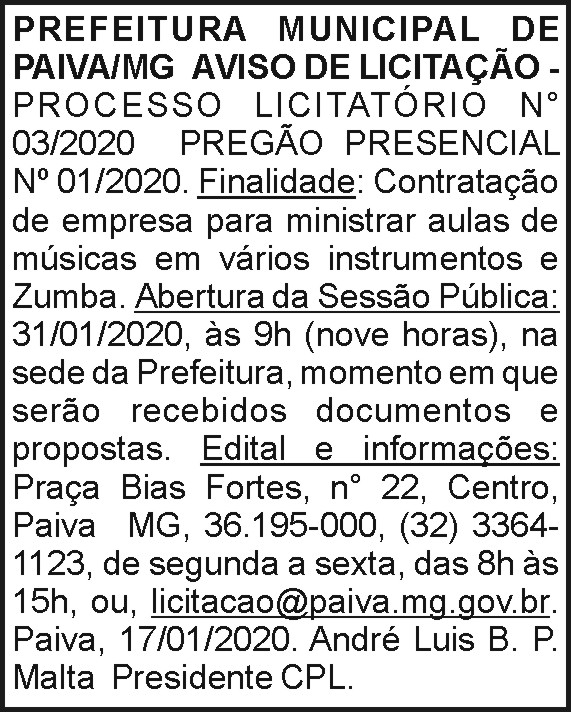 Prefeitura Municipal de Paiva/MG 4 1 PAIVA 03