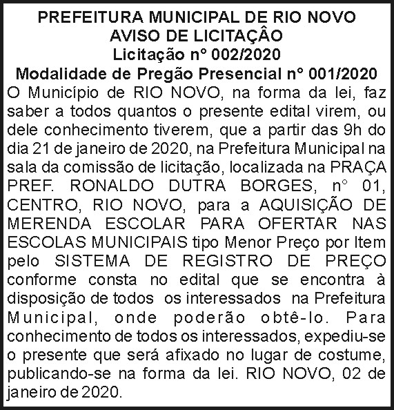 Prefeitura Municipal de Rio Novo 4 1 RIO NOVO 002