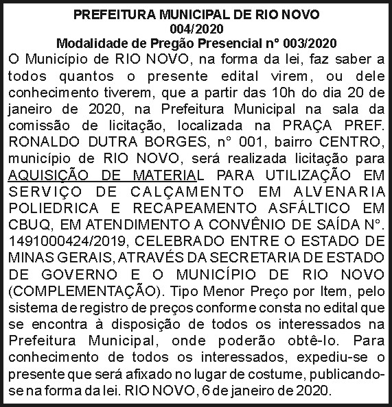 Prefeitura Municipal de Rio Novo 4 1 RIO NOVO 004