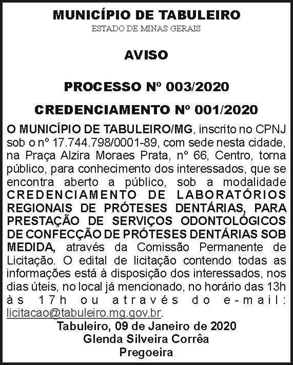 Município de Tabuleiro 1 1 TABULEIRO 003