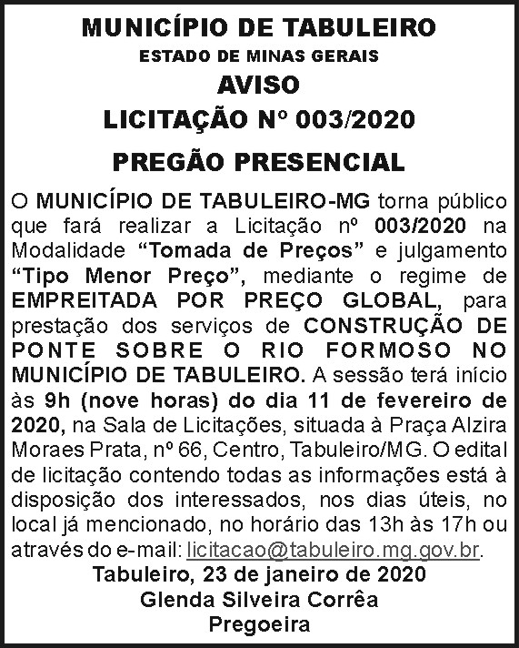 Município de Tabuleiro 4 1 TABULEIRO 0031