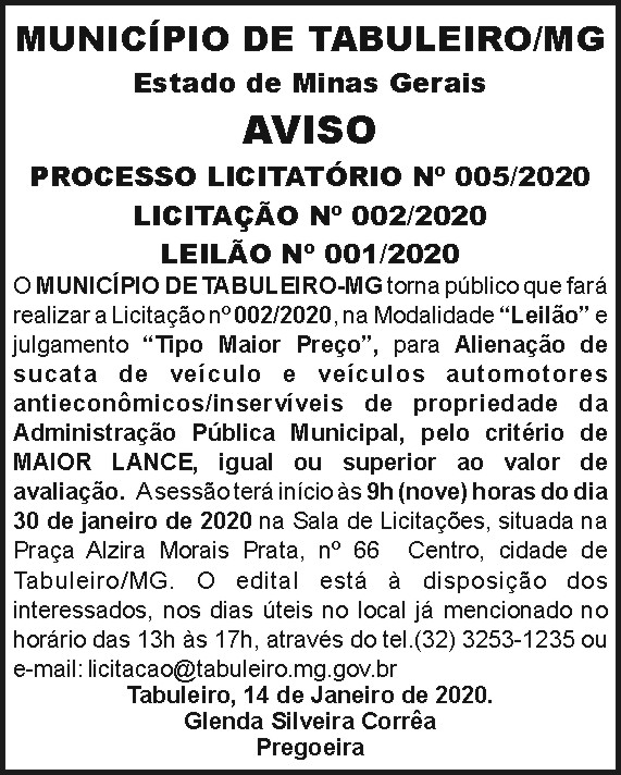 Município de Tabuleiro 4 1 TABULEIRO 005