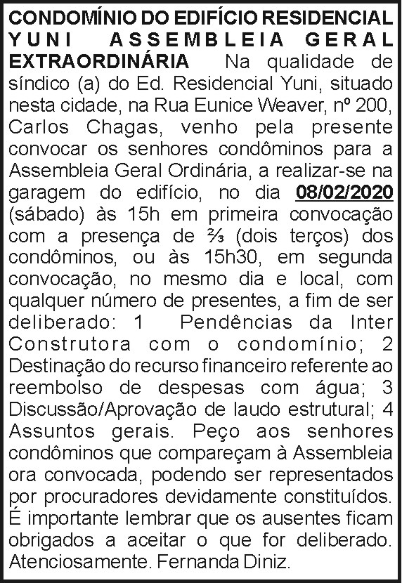 Condomínio do Edifício Residencial Yuni 4 1 YUNI