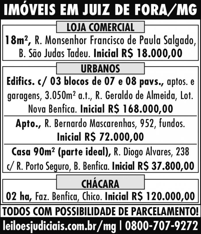 Leilão - imóveis em Juiz de Fora/MG 4 AVISO LEILAO