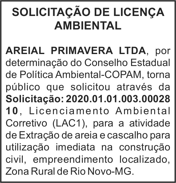 Areial Primavera Ltda - Solicitação de Licença Ambiental 4 1 AREIAL
