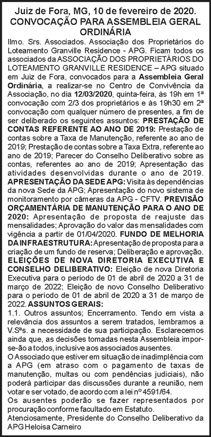 Convocação para assembleia geral ordinária 4 1 GRANVILLE