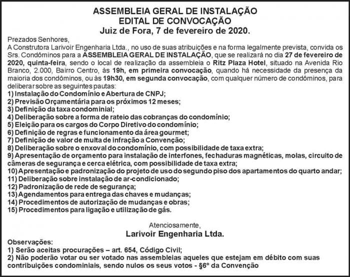 Assembleia Geral de instalação 4 1 LARIVOIR