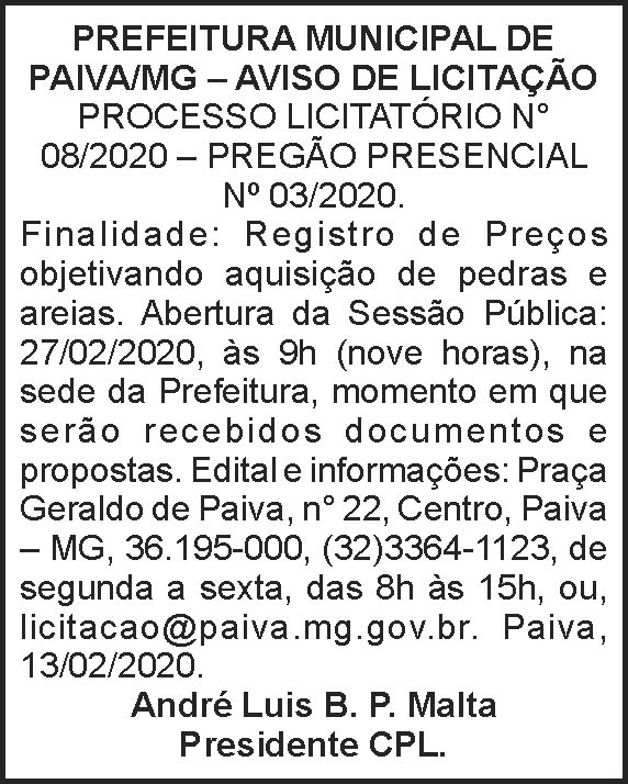 Prefeitura Municipal de Paiva 4 1 PAIVA 08