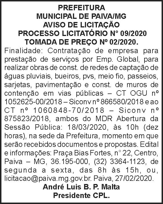 Prefeitura Municipal de Paiva 4 1 PAIVA 09