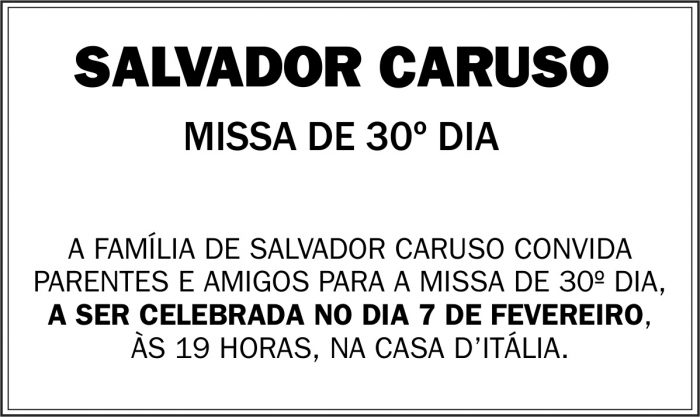 Missa de 30º dia em homenagem a Salvador Caruso 4 1 SALVADOR