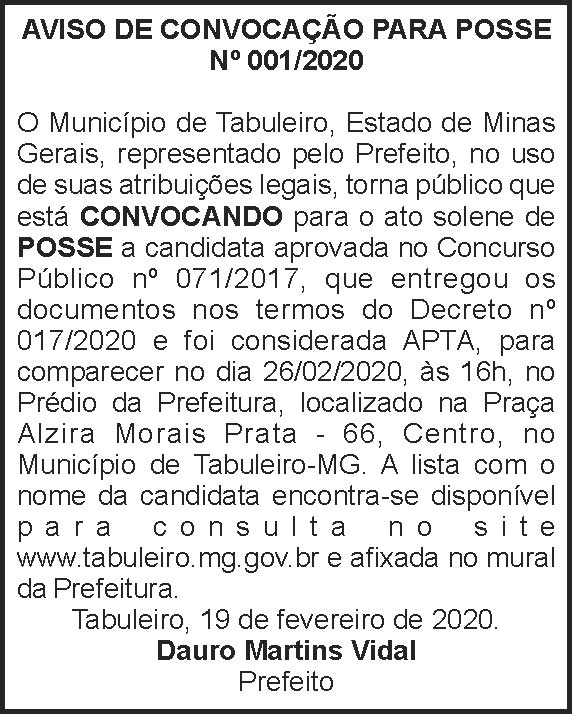 Município de Tabuleiro 4 1 TABULEIRO 001 2