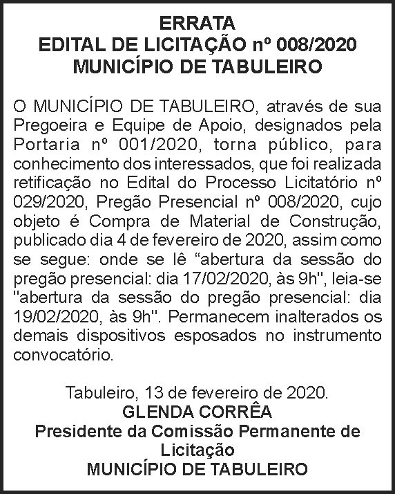 Município de Tabuleiro - Errata 4 1 TABULEIRO 008 1