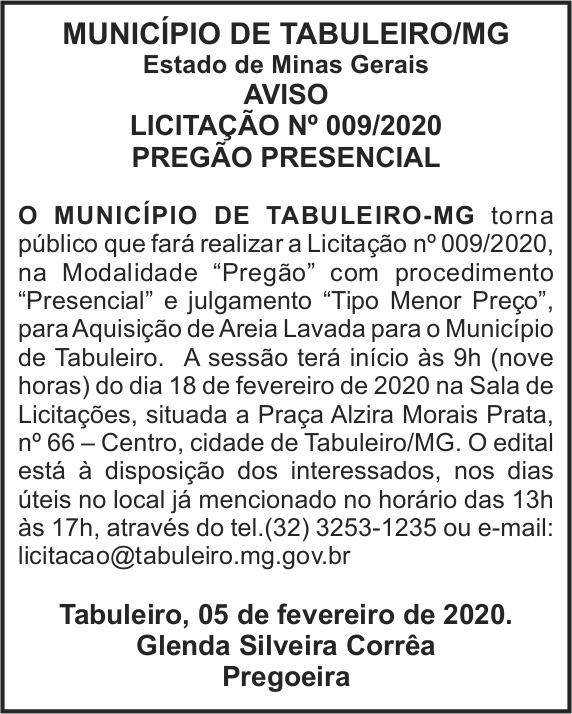Município de Tabuleiro - Errata 4 1 TABULEIRO 009