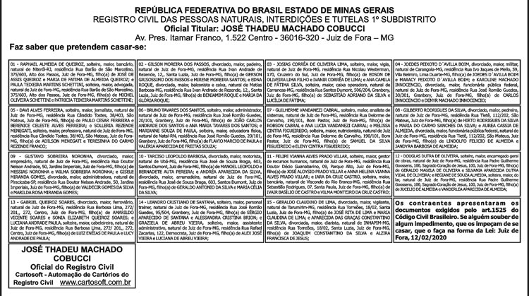AVISOS CASAMENTOS 13 02 2