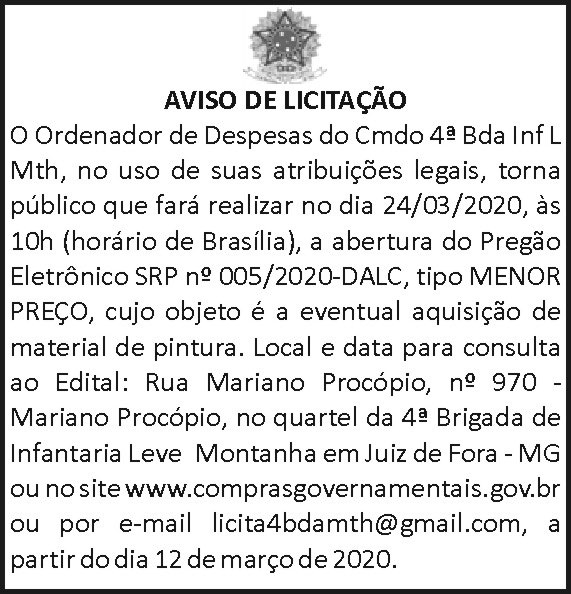 Aviso de Licitação 4 1 4BDA 005
