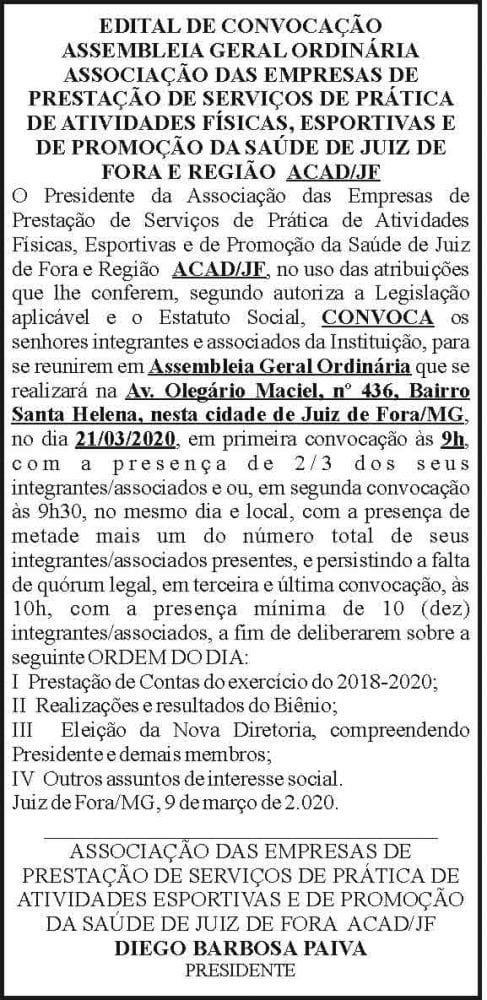 ACAD/JF - Assembleia GeralOrdinária 4 1 ACAD