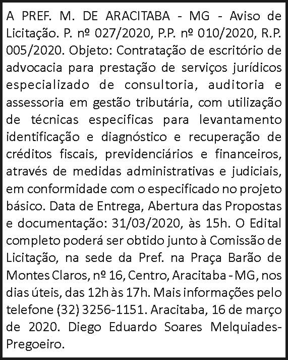 Prefeitura Municipal de Aracitaba 4 1 ARACITABA 027