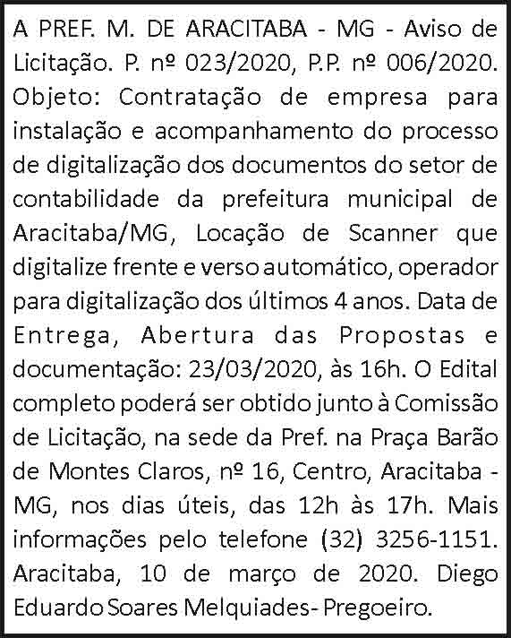 Prefeitura Municipal de Aracitaba 4 1 ARACITABA