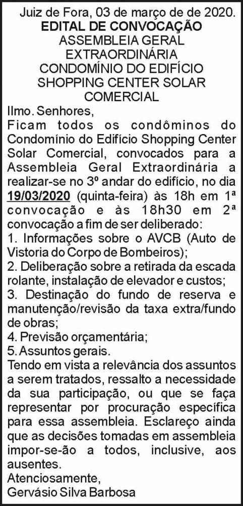 Condomínio do Edifício Shopping Center Solar Comercial 4 1 CENTER SOLAR