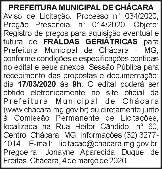 Prefeitura Municipal de Chácara 4 1 CHACARA 034